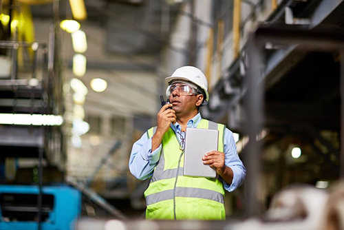 Worker Communicating Over Radio